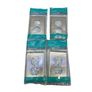Lot Of 4 Style Selections Single Duplex Wall Plates Satin Nickel Simple Square.